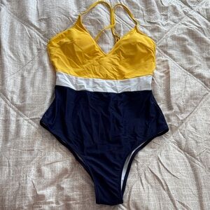 Cupshe Yellow and Navy One Piece Swimsuit